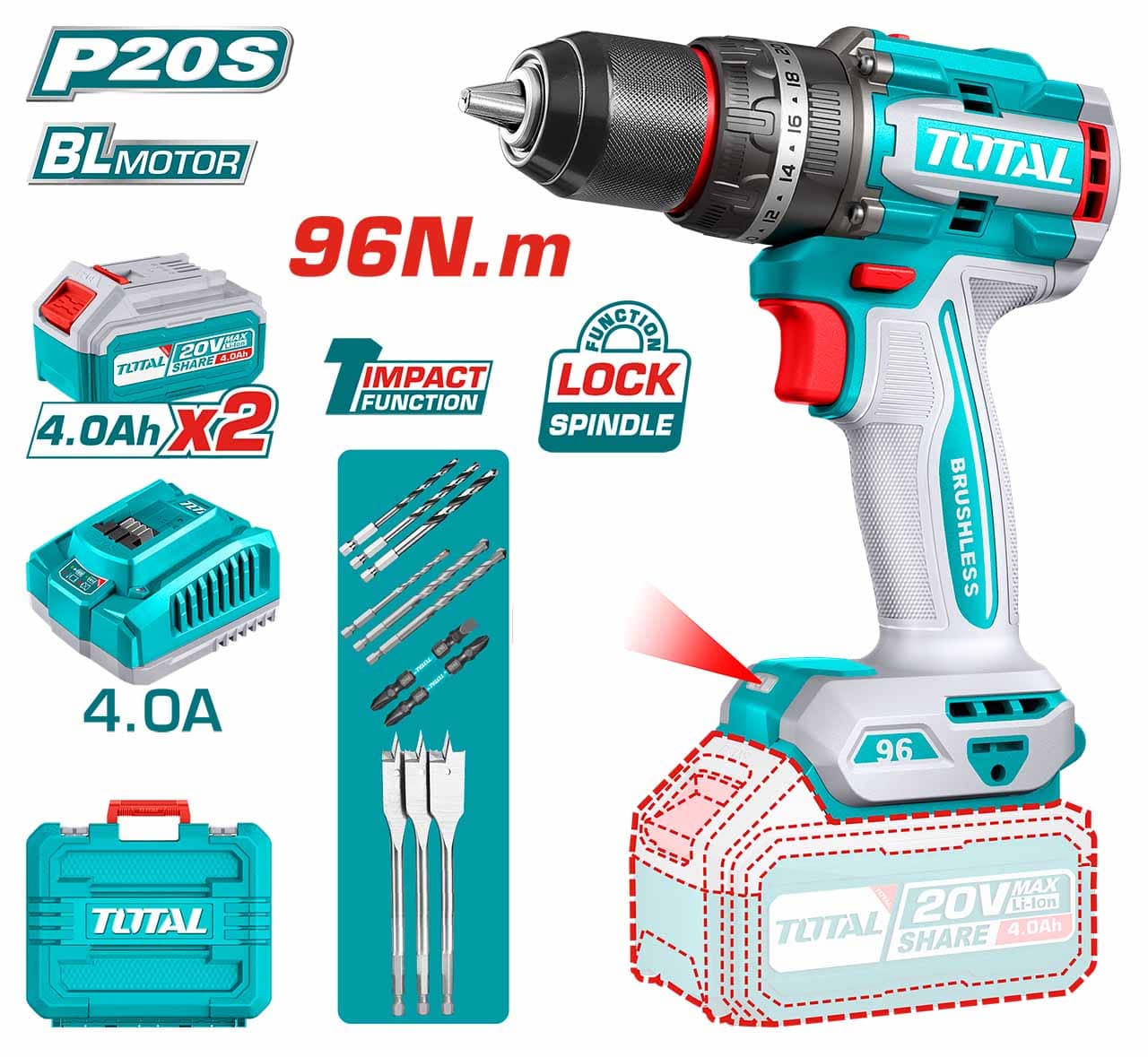TIDLI20968 TIDLI20968 Li-ion Brushless Impact Drill - Image 1