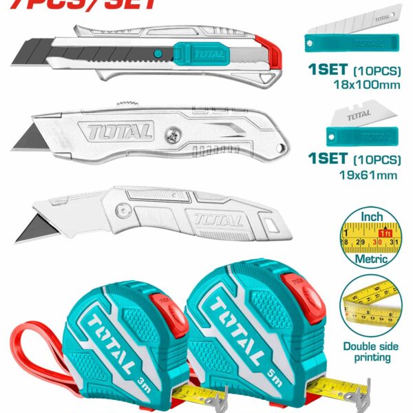 TOS23036 7 Pcs Measuring Tape & Utility Knife Set