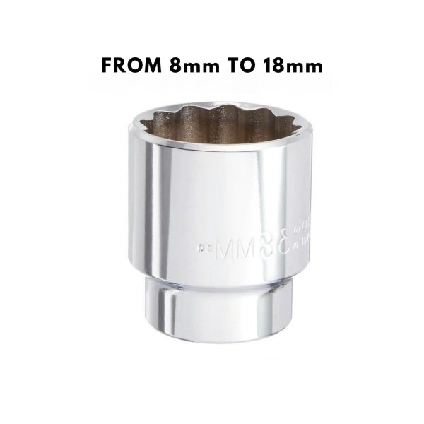 STANLEY 12 PT Standard Socket (1/2" 8mm-18mm)