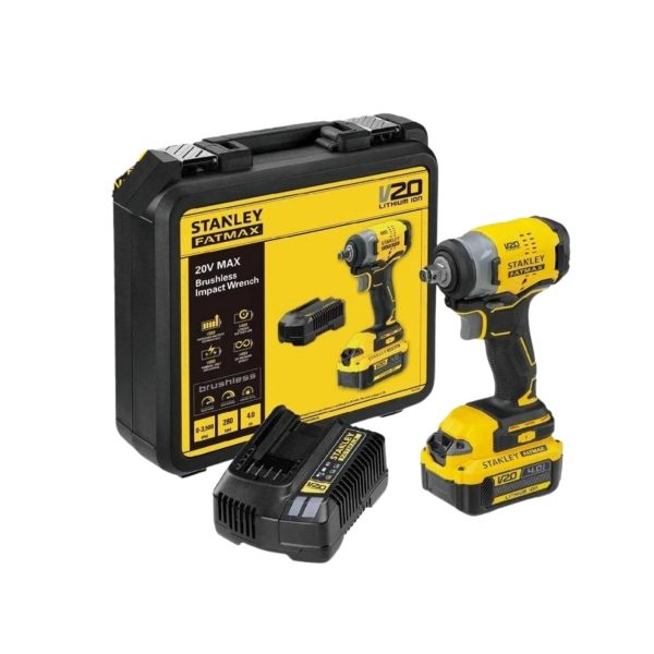 STANLEY SBW910M1K-B1 20V Cordless Brushless Impact Wrench With 1x4.0Ah Battery And 1 Charger (3100IPM 370nm)