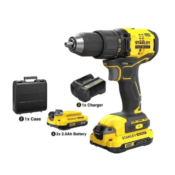 STANLEY SBD710D2K 20V Cordless Brushless Drill Driver With 2x2.0Ah Battery & 1 Charger (20V 430-1700RPM 55nm) SBD710D2K
