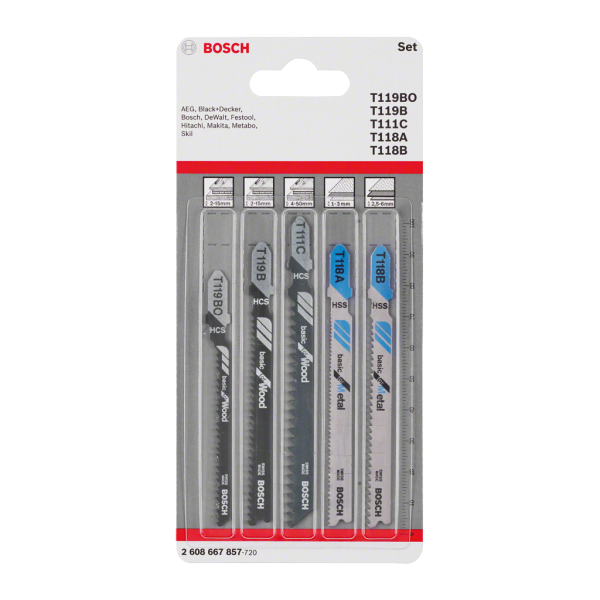 BASIC FOR WOOD AND METAL JIGSAW BLADE PACK, 5-PIECES