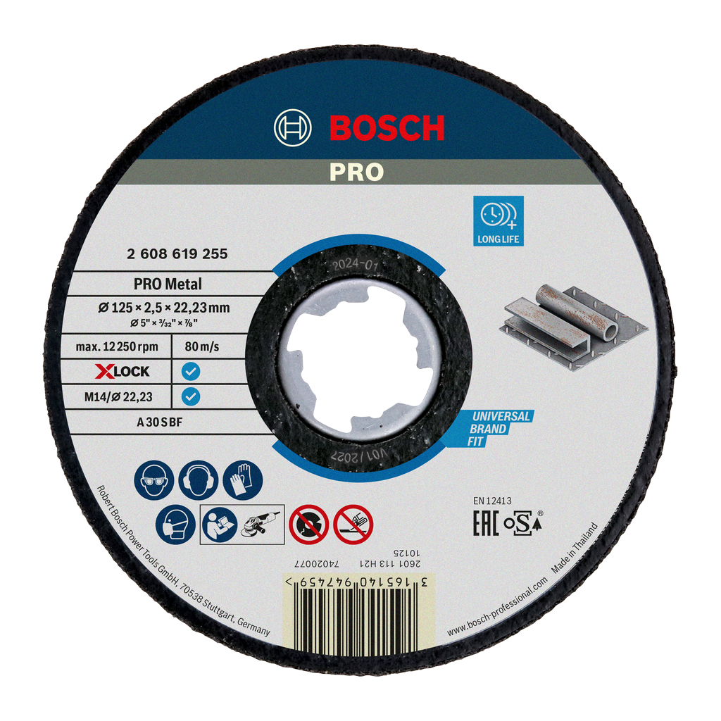 pro-metal-bonded-cutting-disc-125-x-2-5-x-22-23-mm-x-lock-straight-2608619255 PRO METAL BONDED CUTTING DISC - Image 1