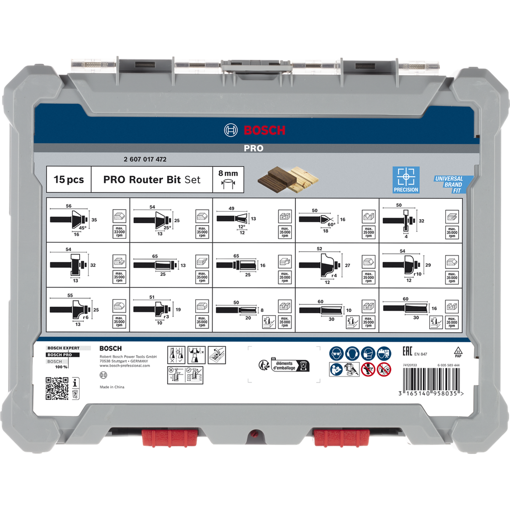 PRO ROUTER BIT MIXED SET, 15 PCS - bmart.com.my
