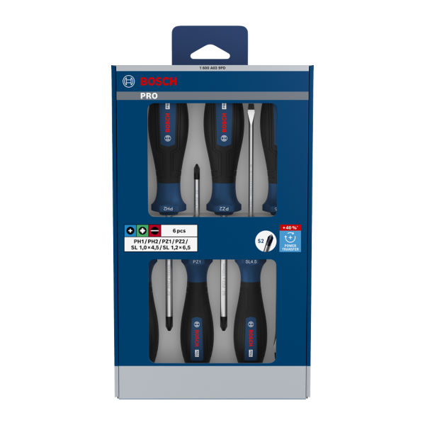 PRO SCREWDRIVER PH/PZ/SL SET, 6 PCS