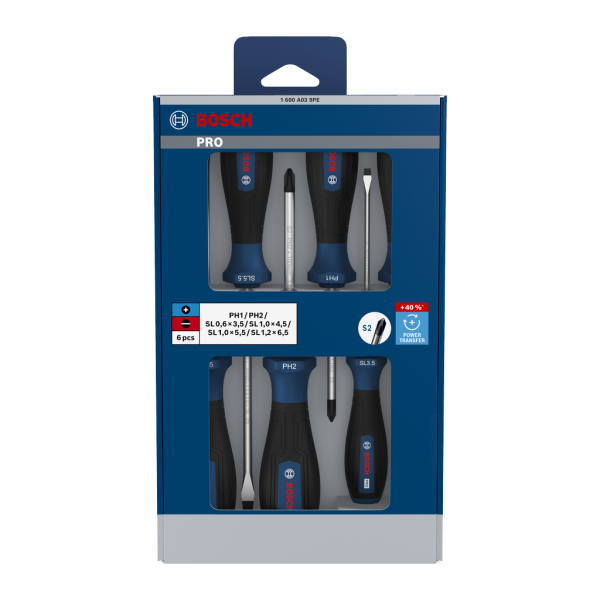 PRO SCREWDRIVER PH/SL SET, 6 PCS