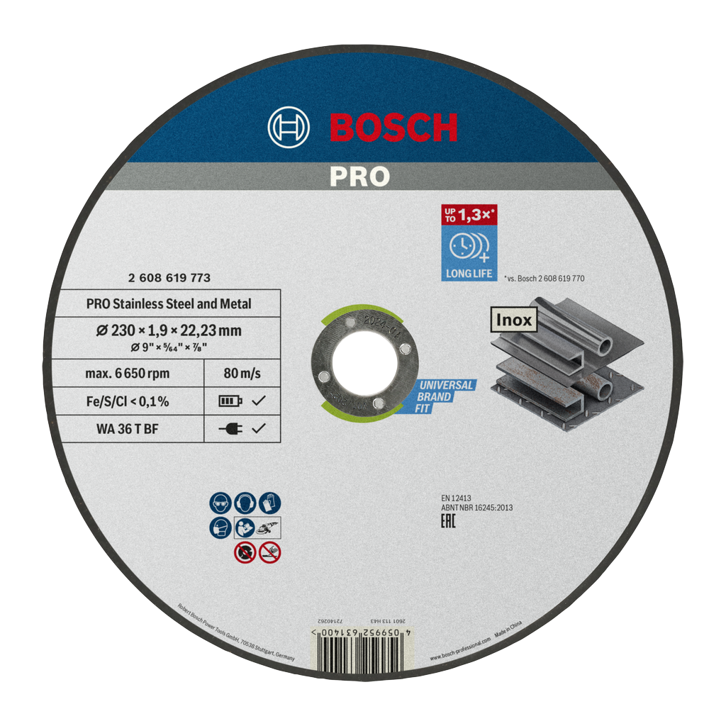 pro-stainless-steel-and-metal-bonded-cutting-disc-230-x-1-9-x-22-23-mm-straight-2608619773 PRO STAINLESS STEEL AND METAL BONDED CUTTING DISC - Image 1