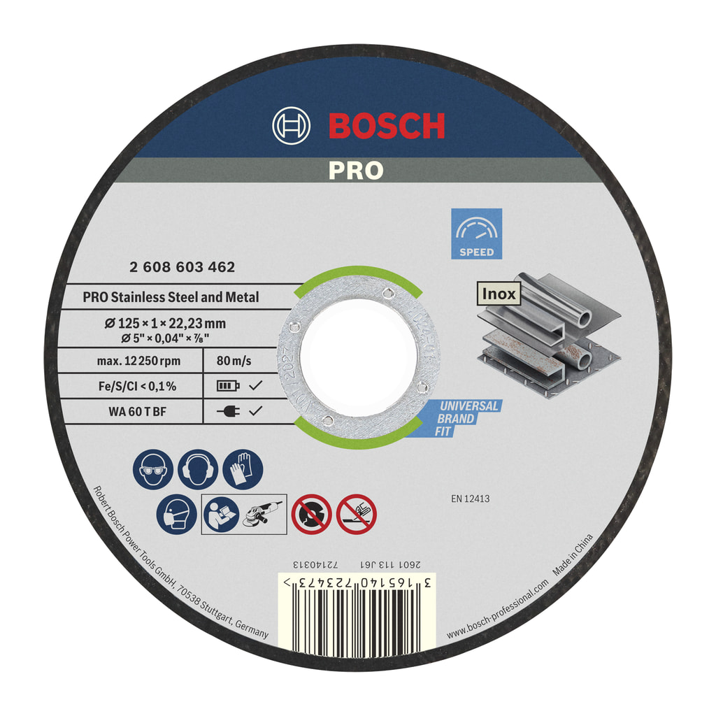 pro-stainless-steel-and-metal-cutting-disc-125-x-1-x-22-23-mm-2608603462 PRO STAINLESS STEEL AND METAL BONDED CUTTING DISC - Image 1