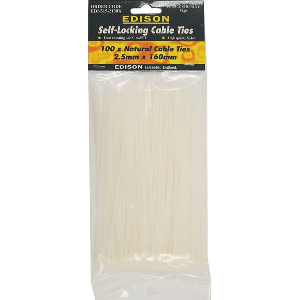 7.9x450mm NATURAL CABLE TIES (PKT-100)