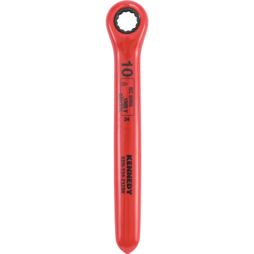 ken5342328k 10mm Insulated Ratchet Ring Spanner Double Triangle 1000V - Image 1