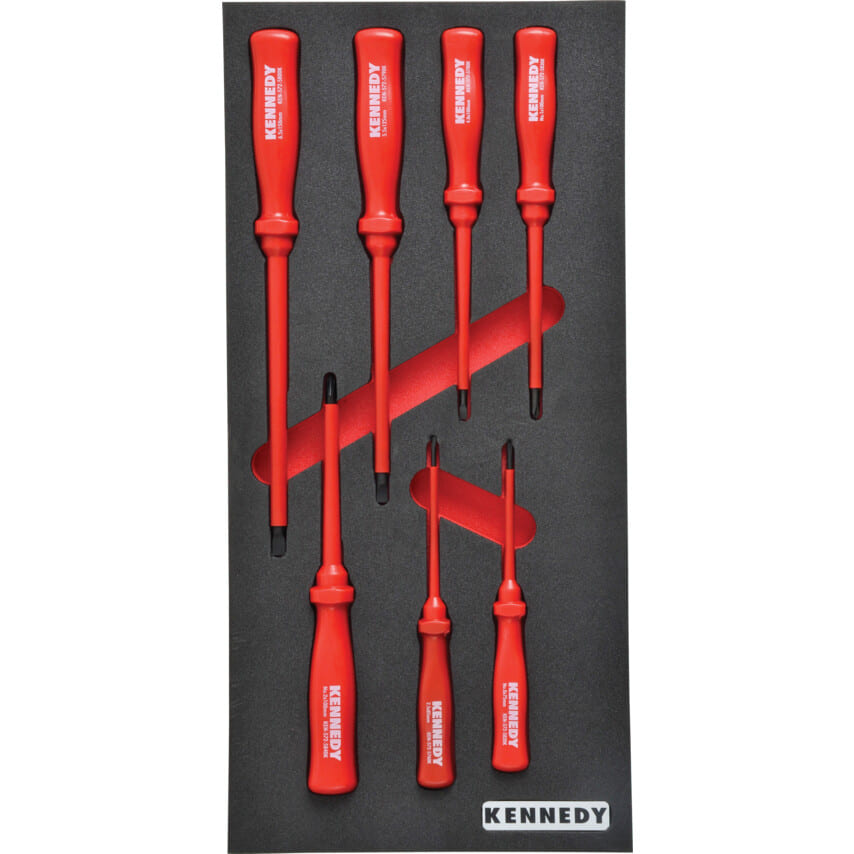 ken5950180k 7 Piece Insulated VDE Screwdriver Set in 1/3 Width Foam Inlay for Tool Cabinets - Image 1